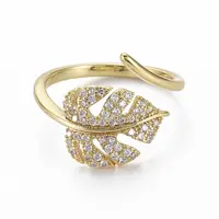 Brass Micro Pave Clear Cubic Zirconia Cuff Rings