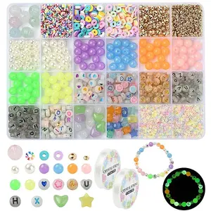 DIY Luminous Acrylic & Plastic Beads Stretch Bracelets Making Kits