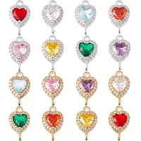 16Pcs 16 Colors Brass Pave Cubic Zirconia Connector Charms
