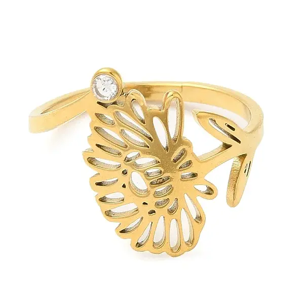 304 Stainless Steel with  Cubic Zirconia Adjustable Rings