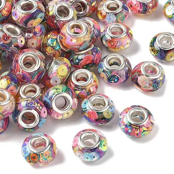 Transparent Resin Rondelle European Beads
