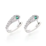 Brass Micro Pave Cubic Zirconia Snake Hoop Earrings