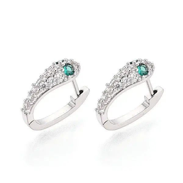 Brass Micro Pave Cubic Zirconia Snake Hoop Earrings