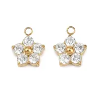 304 Stainless Steel Micro Pave Cubic Zirconia Charms