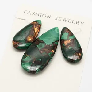 Assembled Synthetic Dyed Malachite and Bronzite Pendant Sets