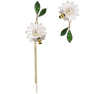 Daisy & Bee Enamel Asymmetric Earrings