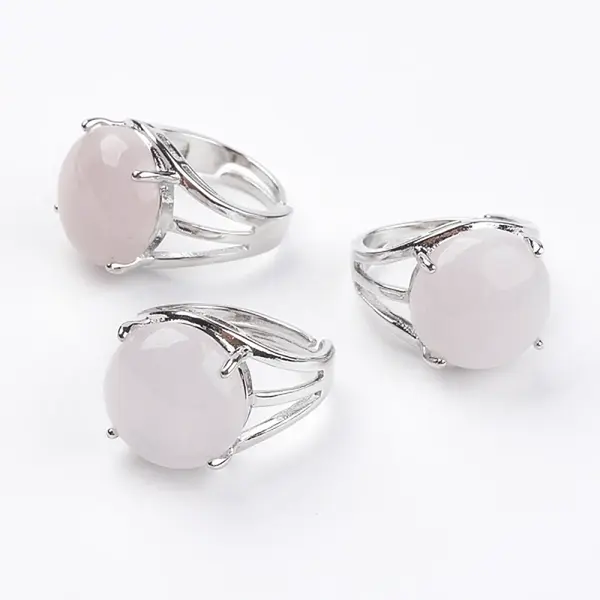 Adjustable Natural Rose Quartz Finger Rings