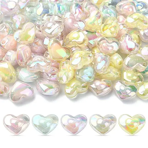 100Pcs 5 Colors Transparent Acrylic Beads