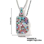 Brass Pave Colorful Cubic Zirconia Letter Pendant Box Chain Necklaces