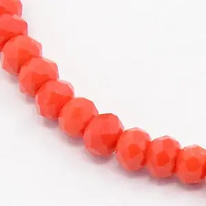 Opaque Solid Color Crystal Glass Faceted Rondelle Beads Strands