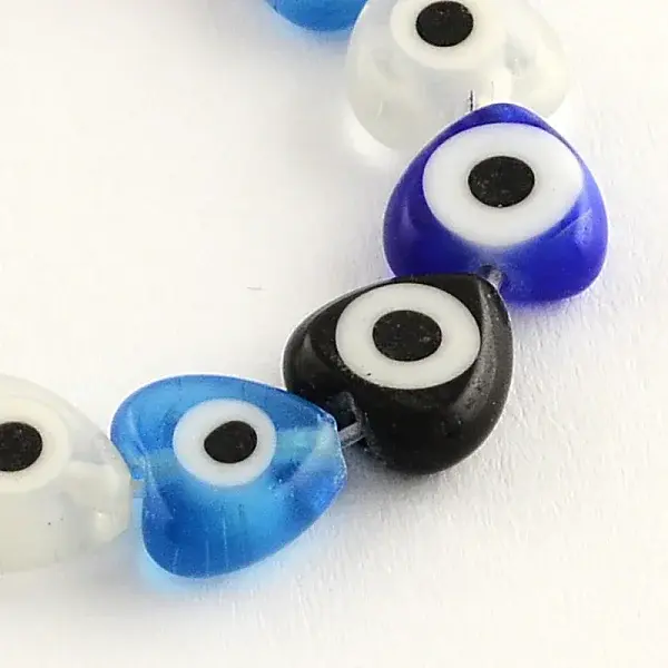 Heart Handmade Evil Eye Lampwork Beads Strands