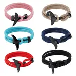 6Pcs 6 Colors Cotton Three Loops Wrap Bracelets Set