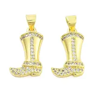 Boot Rack Plating Brass Micro Pave Clear Cubic Zirconia Pendants