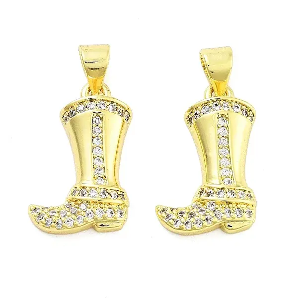 Boot Rack Plating Brass Micro Pave Clear Cubic Zirconia Pendants