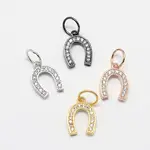 CZ Brass Micro Pave Cubic Zirconia Horse Shoe Charms