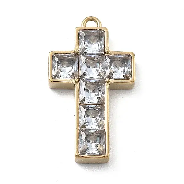 304 Stainless Steel Micro Pave Cubic Zirconia Pendants