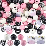 9 Styles Painted Natural Wood Beads