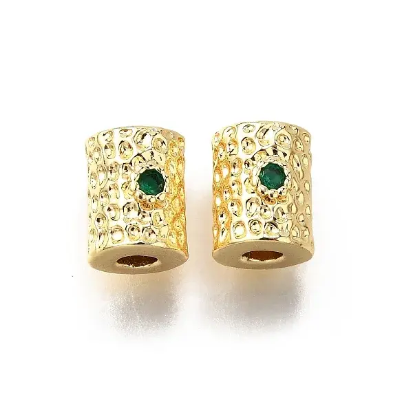 Brass Micro Pave Cubic Zirconia Beads
