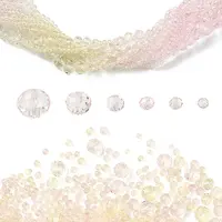 6 Styles Gradient Color Transparent Painted Glass Beads Strands