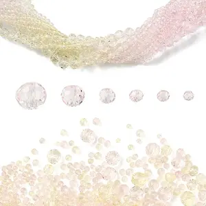 6 Styles Gradient Color Transparent Painted Glass Beads Strands