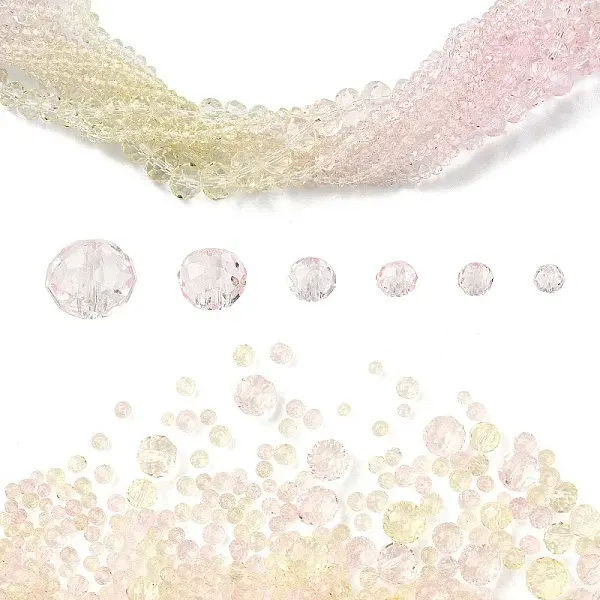 6 Styles Gradient Color Transparent Painted Glass Beads Strands