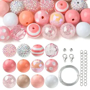 DIY Round Acrylic & Striped Resin Beads Pendants Making Kits