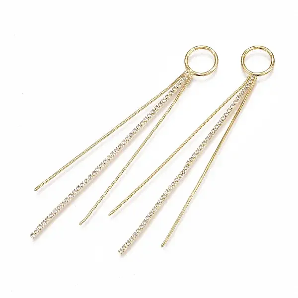 Brass Cubic Zirconia Big Chain Tassel Pendants