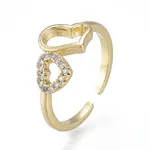 Brass Micro Pave Clear Cubic Zirconia Cuff Rings