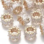 Brass Micro Pave Cubic Zirconia European Beads