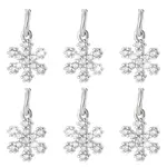 6Pcs 925 Sterling Silver Micro Pave Clear Cubic Zirconia Snowflake Charms