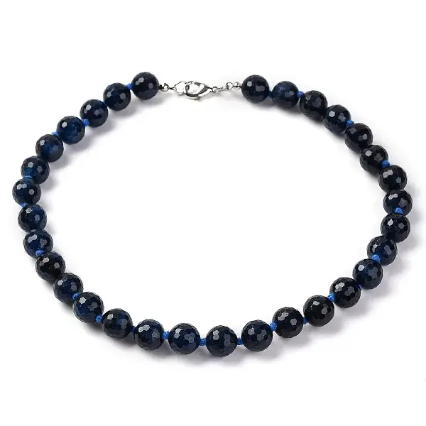 Star Cut Round Natural Jade(Dyed & Heated) Beaded Necklaces for Women
