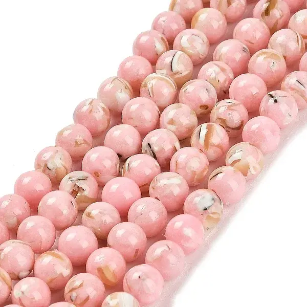 Assembled Synthetic Stone and Trochus Shell Beads Strands