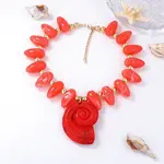 Summer Beach Resin Conch Shaped Pendant CCB Plastic Beaded Necklaces with Alloy End Chains