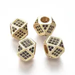 Brass Micro Pave Cubic Zirconia Beads