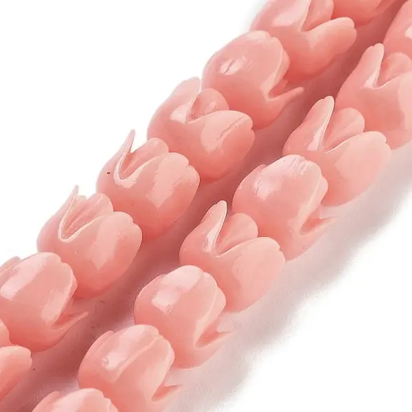 Synthetic Coral Flower Rose Beads Strands