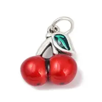 Fine Silver Red Enamel Fruit Pendants
