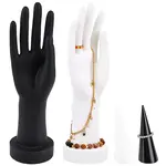 4Pcs 2 Style PVC Hand Model and Cone Shaped Acrylic Ring Displays