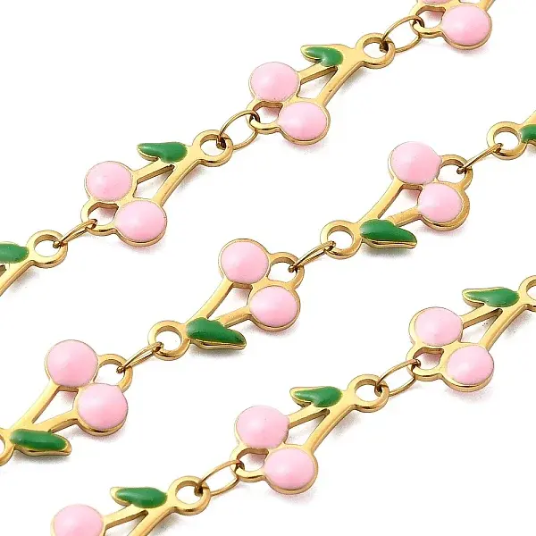 Ion Plating(IP) 304 Stainless Steel Enamel Cherry Link Chains