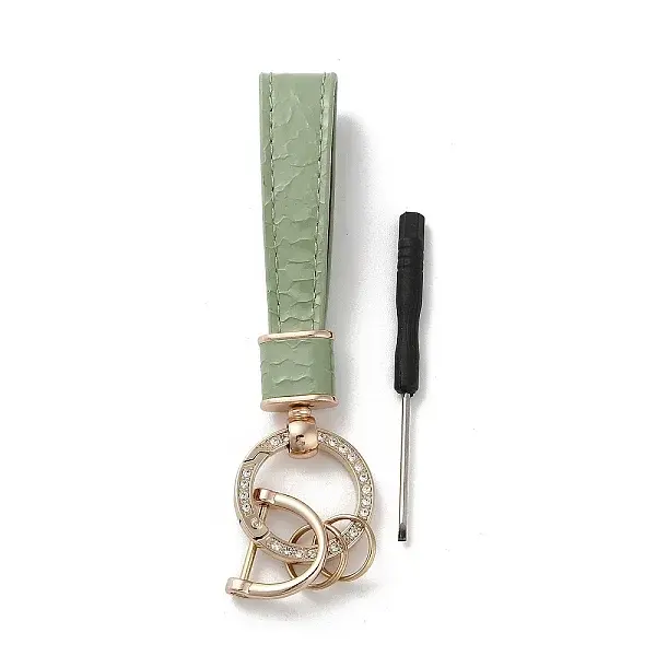 Microfiber & Zinc Alloy & Crystal Rhinestone Keychain