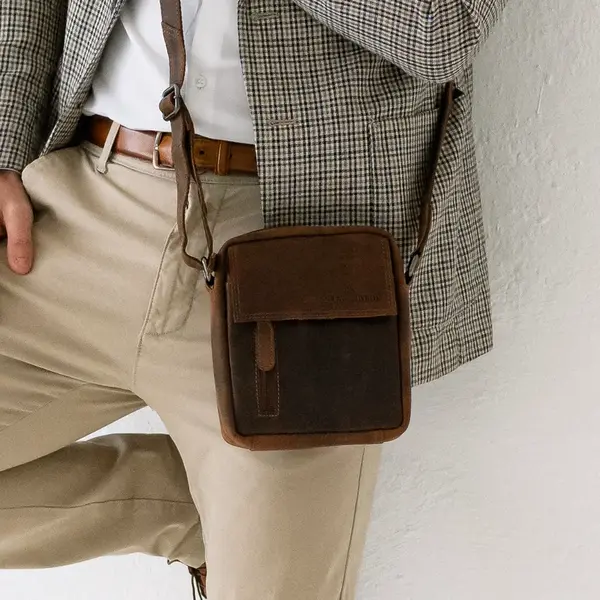 Pánská kožená taška přes rameno Greenwood Tores - hnědá