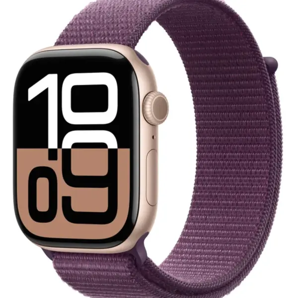 APPLE Watch Series 10 42mm Růžově zlatý hliník se švestkovým provlékacím řemínkem