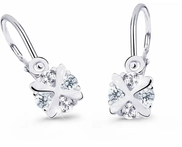 Cutie Jewellery Nežné detské náušnice z bieleho zlata C2753-10-X-2 biela