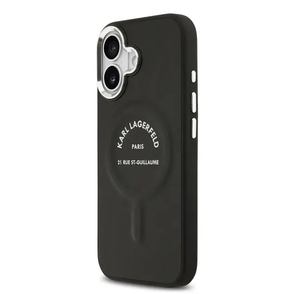 Zadní kryt Karl Lagerfeld PU RSG Logo MagSafe pro Apple iPhone 17, černá