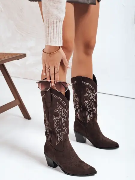 Dámske hnedé westernové čižmy