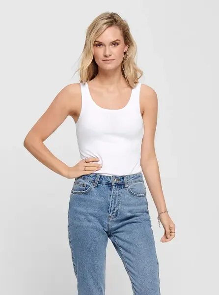 Bílé dámské basic tílko ONLY Live Love - Dámské