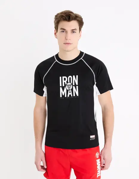Čierne pánske športové tričko Celio Marvel Iron Man