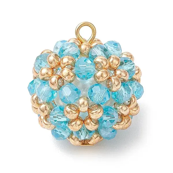 Electroplate Glass & Round Rocailles & Glass Pearl Beaded Pendants