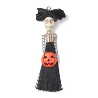 Halloween Dyed Synthetic Turquoise & Polyester Tassel Big Pendants