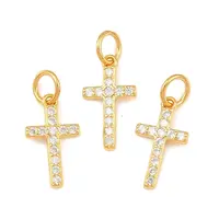 925 Sterling Silver Pave Clear Cubic Zirconia Cross Charms