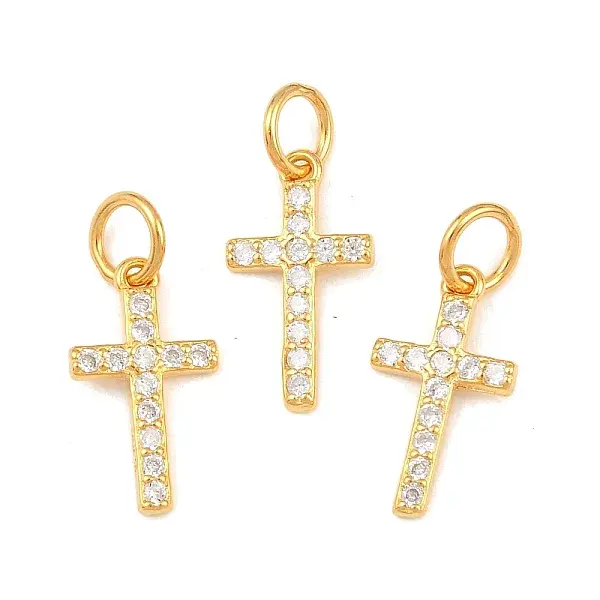 925 Sterling Silver Pave Clear Cubic Zirconia Cross Charms
